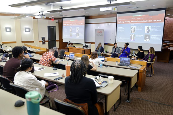 Panelists address the advocates from around the country during UNLV’s Policing Sex Work Symposium. Panelists address the advocates from around the country during UNLV’s Policing Sex Work Symposium.