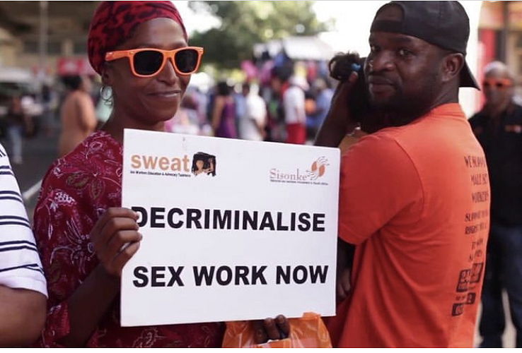 Members of the Sex Workers Education and Advocacy Taskforce (SWEAT) demand decriminalization. (Image: SWEAT via Instagram)