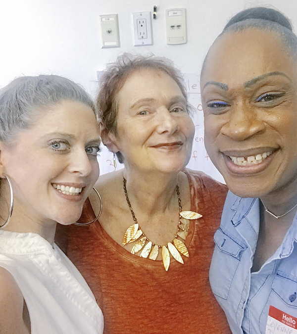 DSW Legal Director Melissa Broudo, DSW consultant Ceyenne Doroshow and Carol Leigh at the same sex workers’ summit in February 2019.