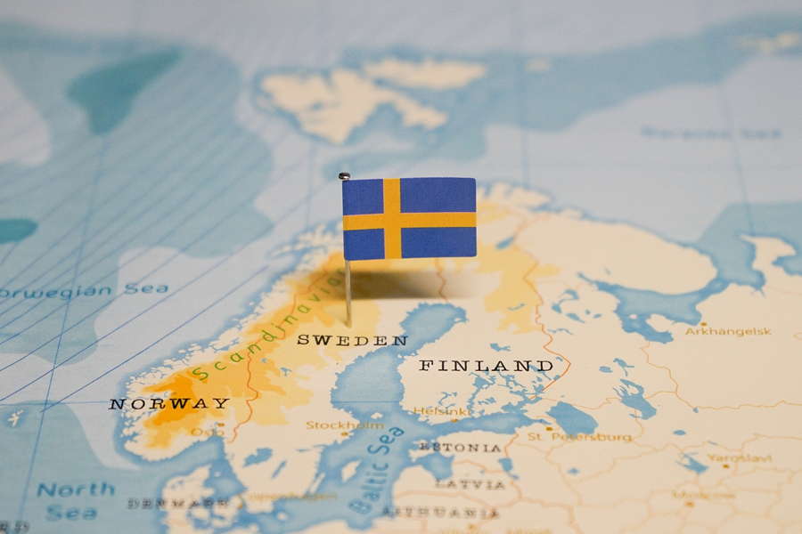 The Map and Flag of Sweden.