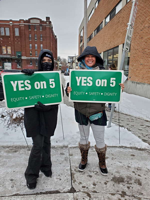 Volunteers from The Erotic Laborers Alliance of New England (ELA-ONE) promote Equity, Safety, and Dignity on March 1 in Burlington.