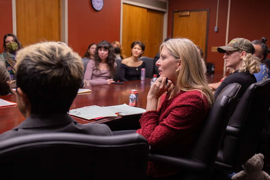 DSW Legal Director Melissa Broudo pictured during meetings with lawmakers and their staff at the New York State Capitol. Photo courtesy of Cora Beckett.
