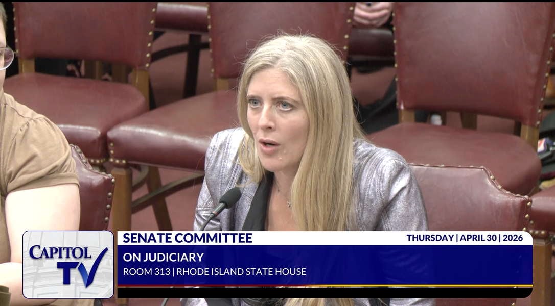 Becca Cleary testifies before the Rhode Island Senate Judiciary Committee.