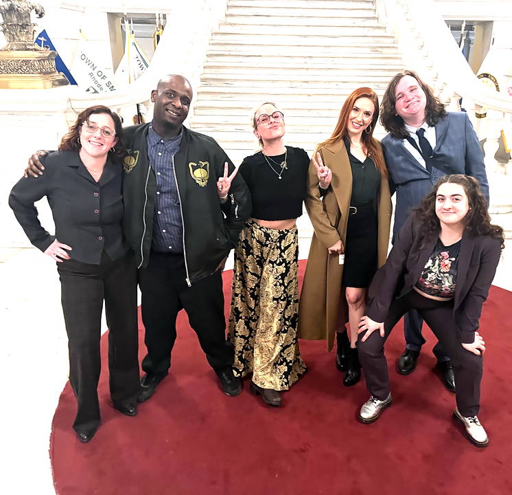 DSW staff and advocates gather in Providence at the Rhode Island Capitol for a legislative advocacy day.
