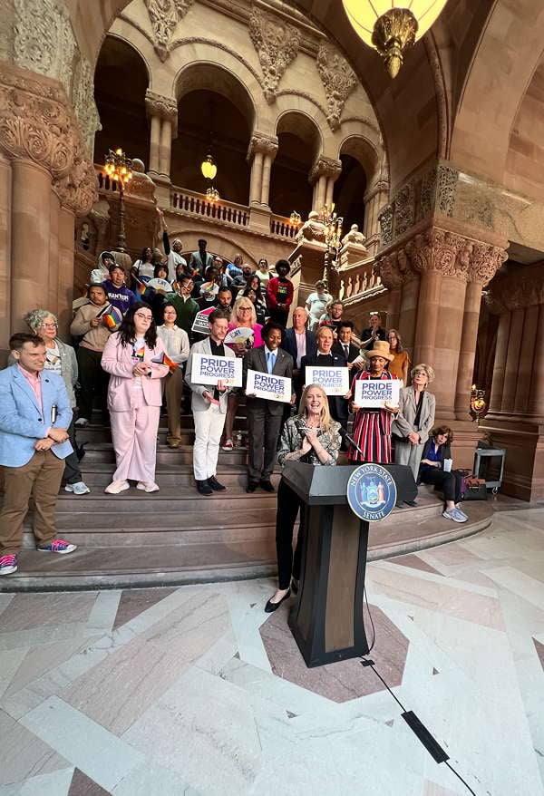 DSW Legal Director Melissa Broudo discusses the intersection of sex worker and LBGTQIA+ rights during EQNY Advocacy Day.