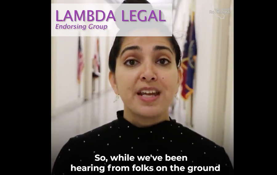 Lambda Legal Staff Attorney Puneet Cheema in Rep. Khanna's video announcing the bill's introduction. (Lambda Legal, 2022)