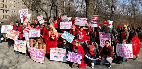 Melissa Broudo and members of the sex worker activist community, the NYC Stripper Strike, and allies marched together in the second Women’s March in NYC.