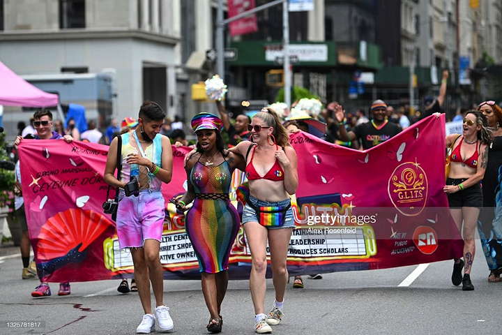 Melissa Broudo of DSW (right) marches with XX and Precious X of Gays and Lesbians Living in a Transgender Society (G.L.I.T.S.) (DSW 2021)